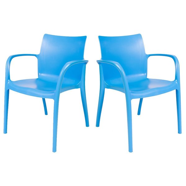 Rainbow Outdoor Pedro Set of 2 Stackable Armchair-Blue RBO-PEDRO-BLU-AC-SET2